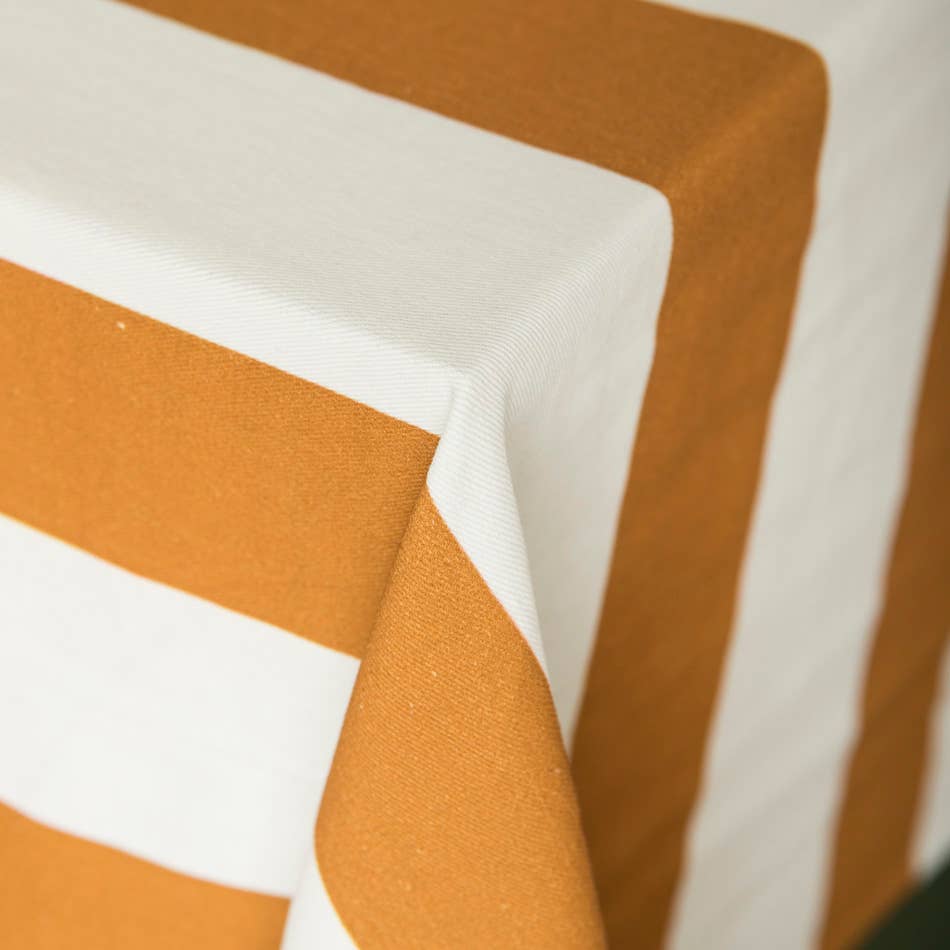 Nappe à rayures ocre - 160 x 270 cm