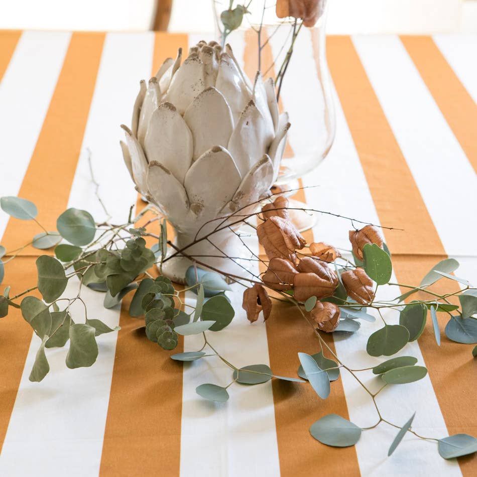 Nappe à rayures ocre - 160 x 270 cm