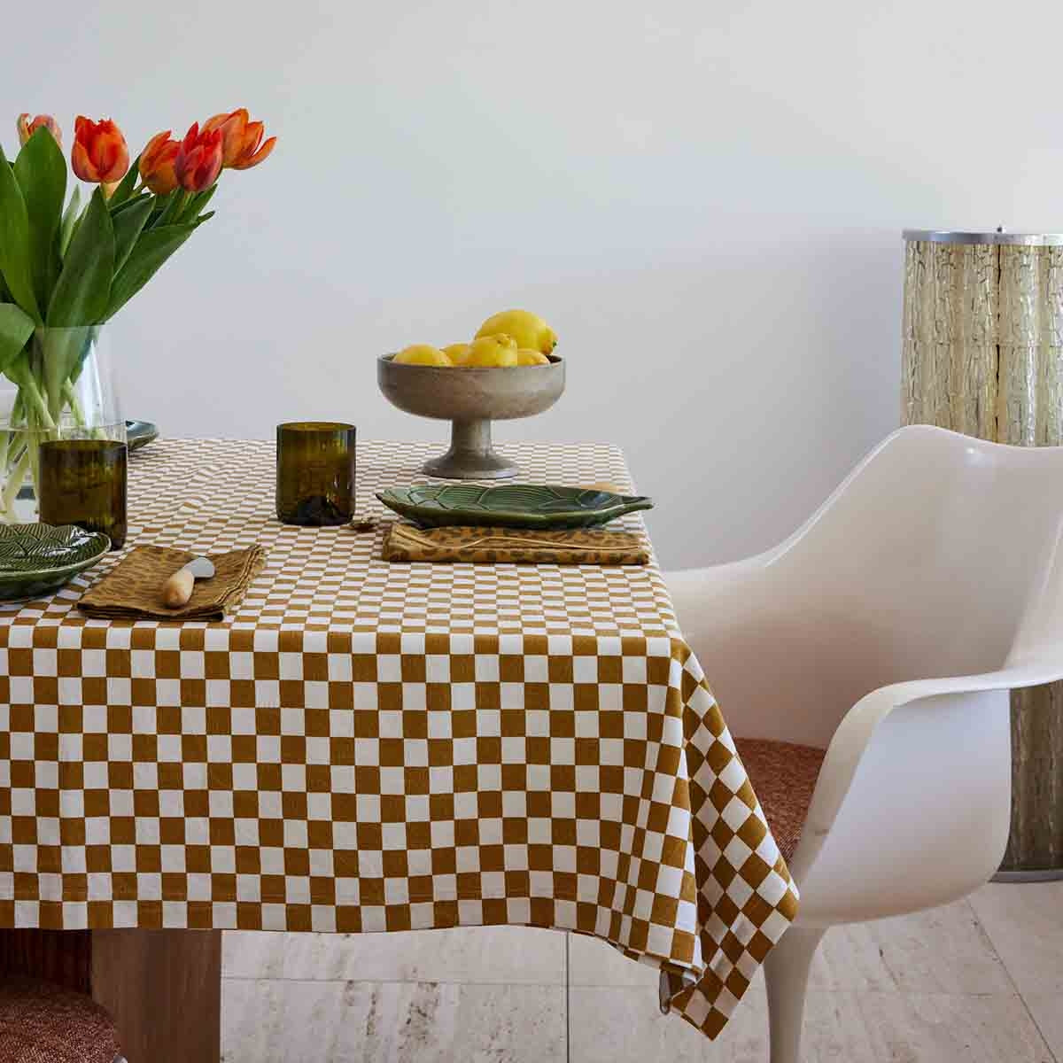 Nappe à damier ZOE - caramel