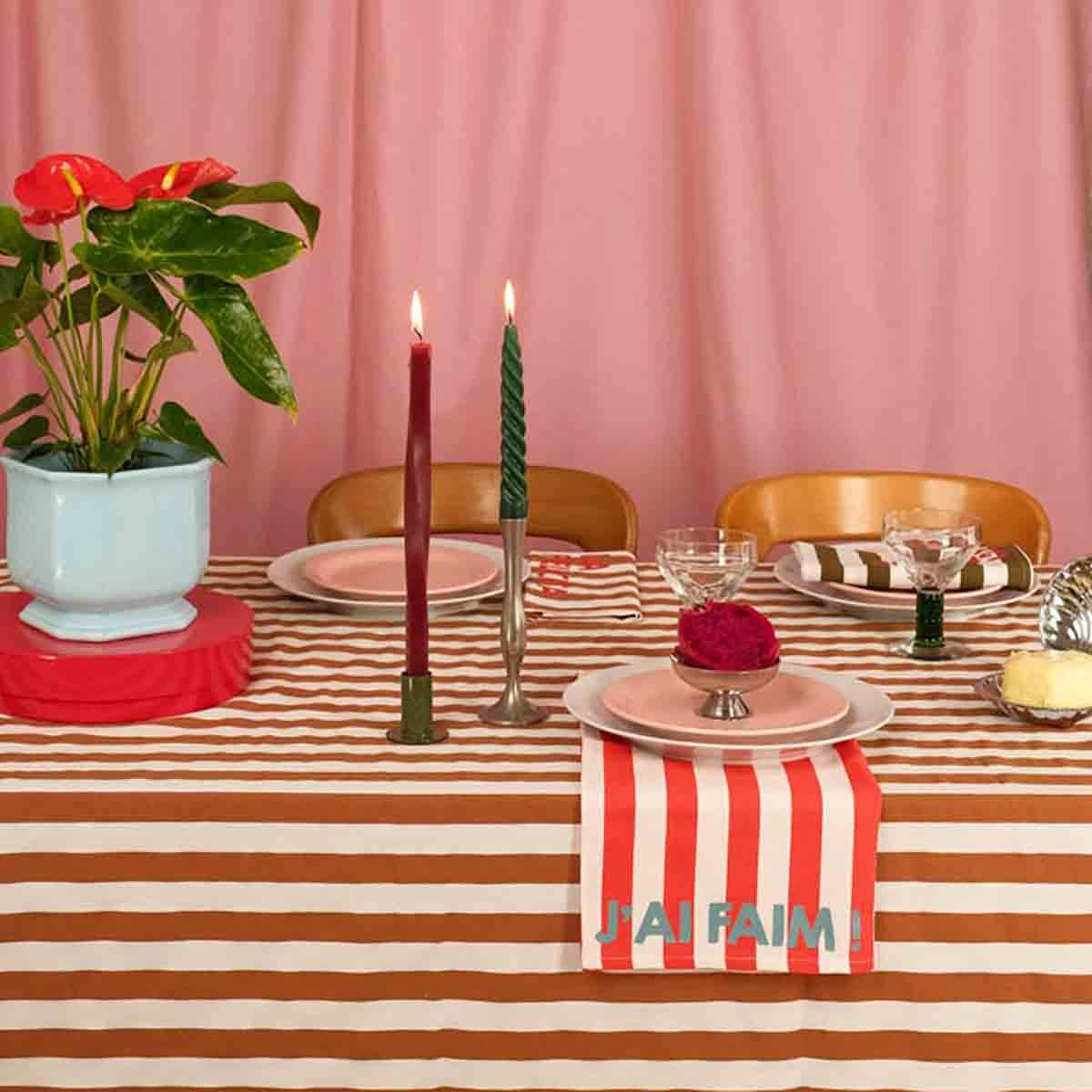 Nappe à rayures ZOE - pecan