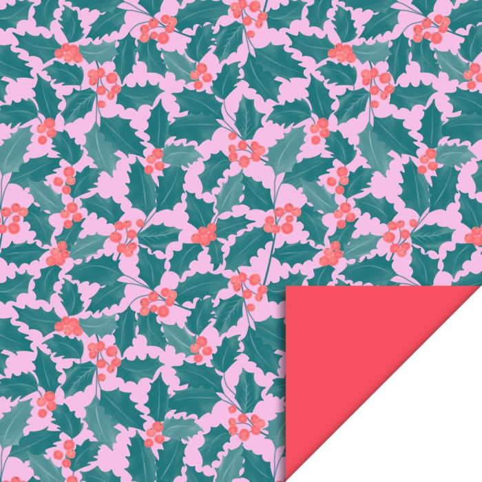 Rouleau papier cadeau - Feuilles de houx