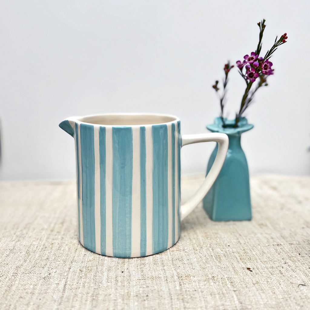 Pichet à rayures (petit modèle) - bleu givré