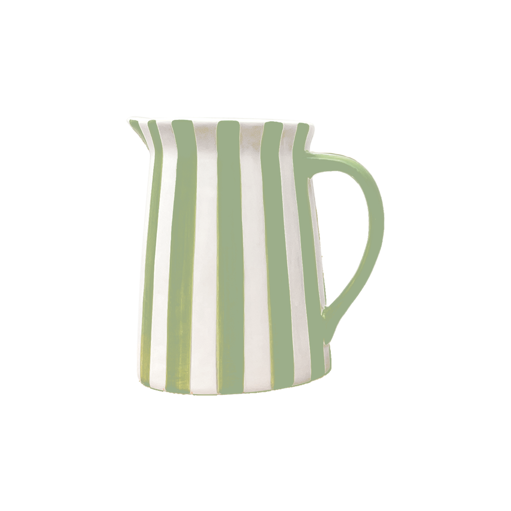 Pichet en céramique, à rayures, vert matcha de OPJET PARIS