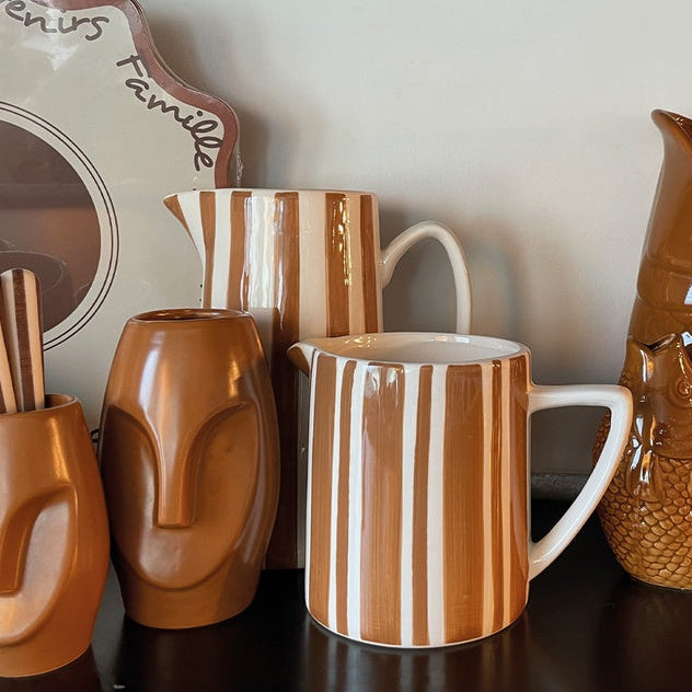 Pichet à rayures (petit modèle) - marron