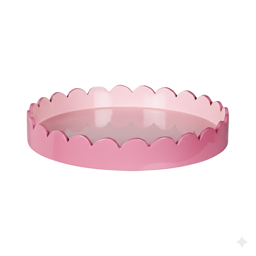 Plateau rond ondulé - rose