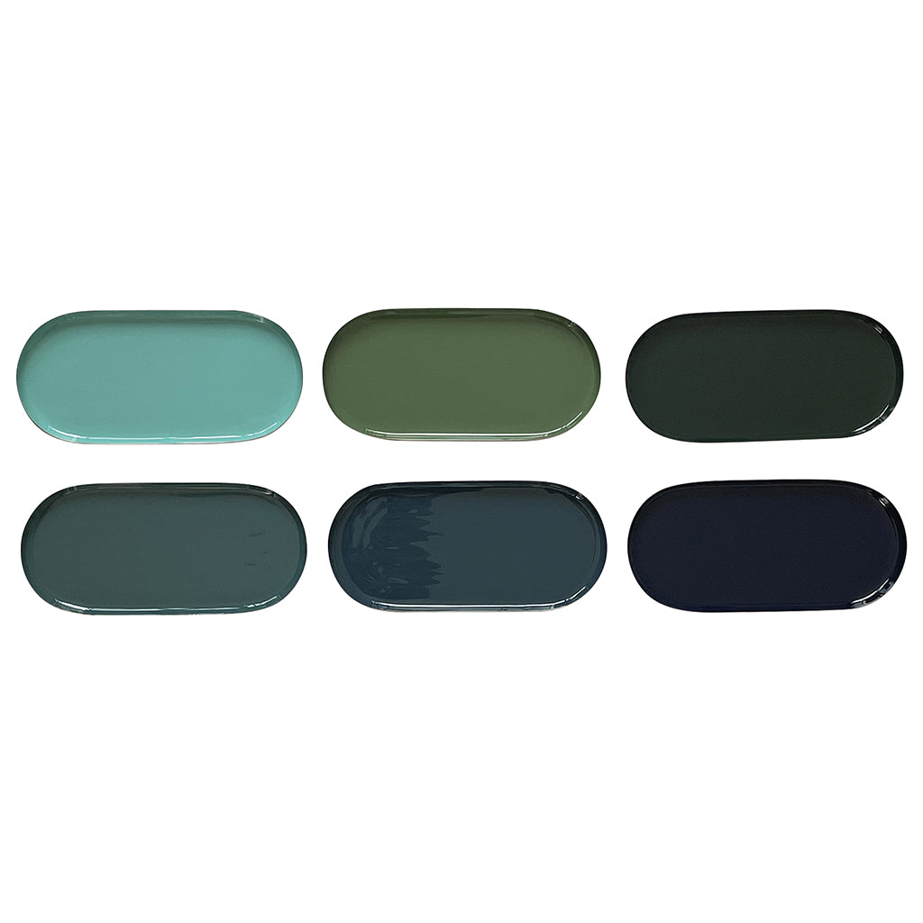 Plateau ovale métal - 24.5 cm | Les bleus & verts
