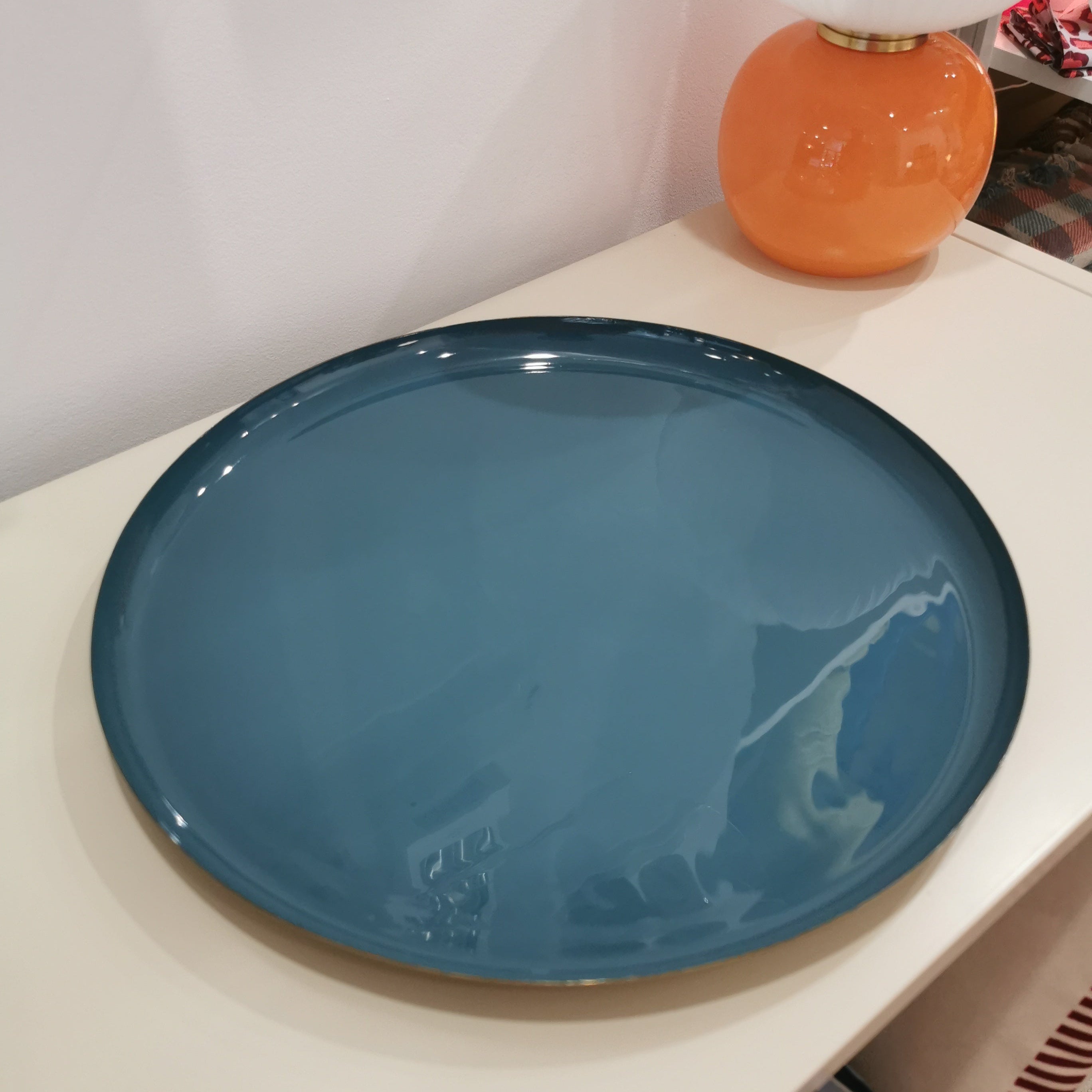 Plateau rond métal - 35 cm | Les bleus & verts