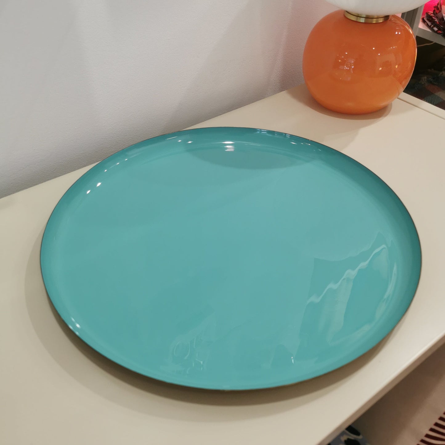 Plateau rond métal - 35 cm | Les bleus & verts