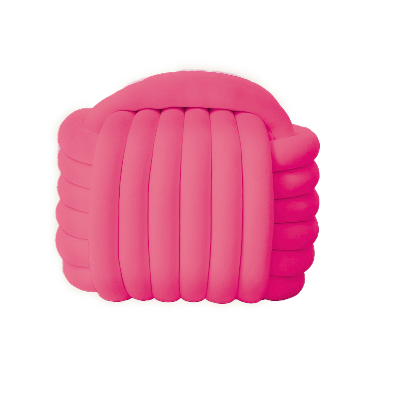 Pouf passementerie NOEUD fushia, Opjat Paris