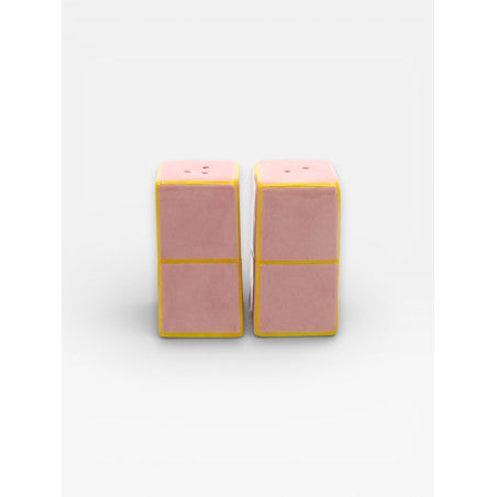 Salière & poivrière TILE - rose & jaune
