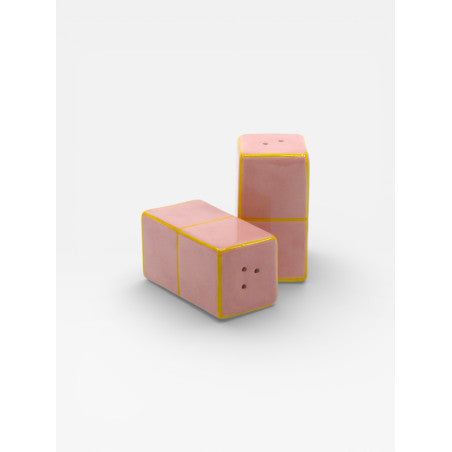 Salière & poivrière TILE - rose & jaune