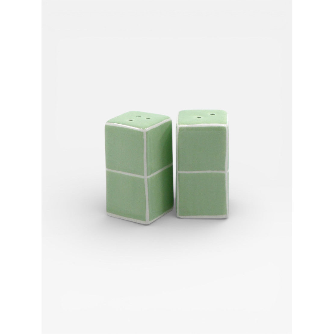 Salière & poivrière TILE - vert & blanc