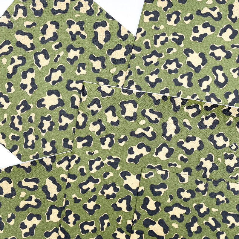 Lot de 20 serviettes en papier recyclé, motif léopard kaki de OPJET PARIS