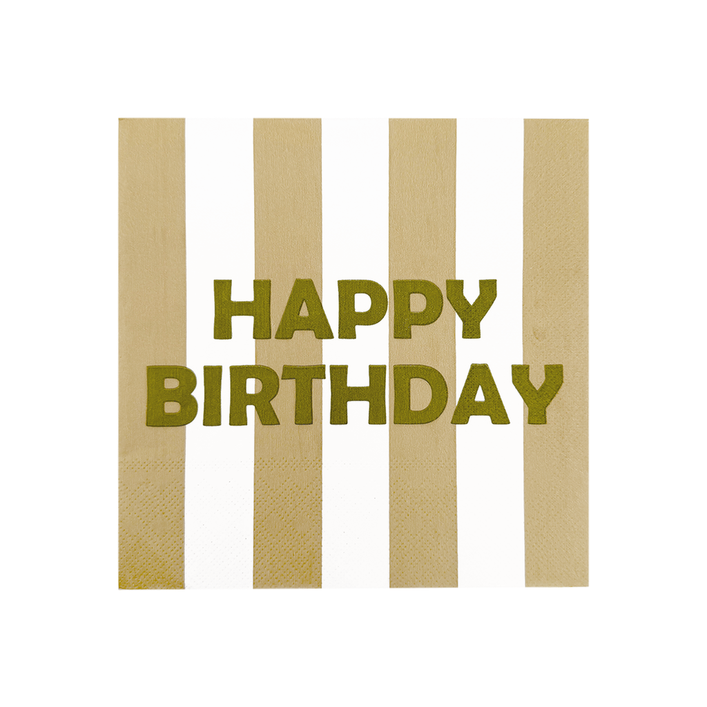 Serviettes en papier à rayures HAPPY BIRTHDAY