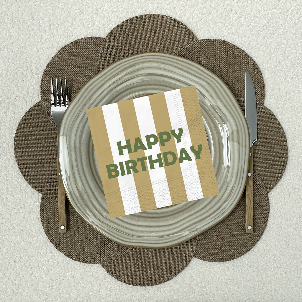 Serviettes en papier à rayures HAPPY BIRTHDAY