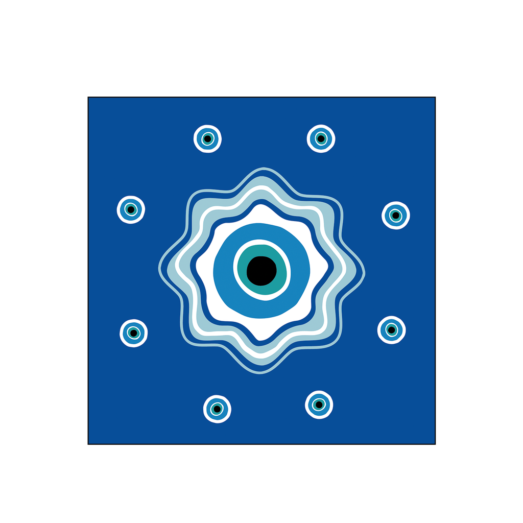 Serviettes papier recyclé carrées bleu motif œil sixties – OPJET PARIS