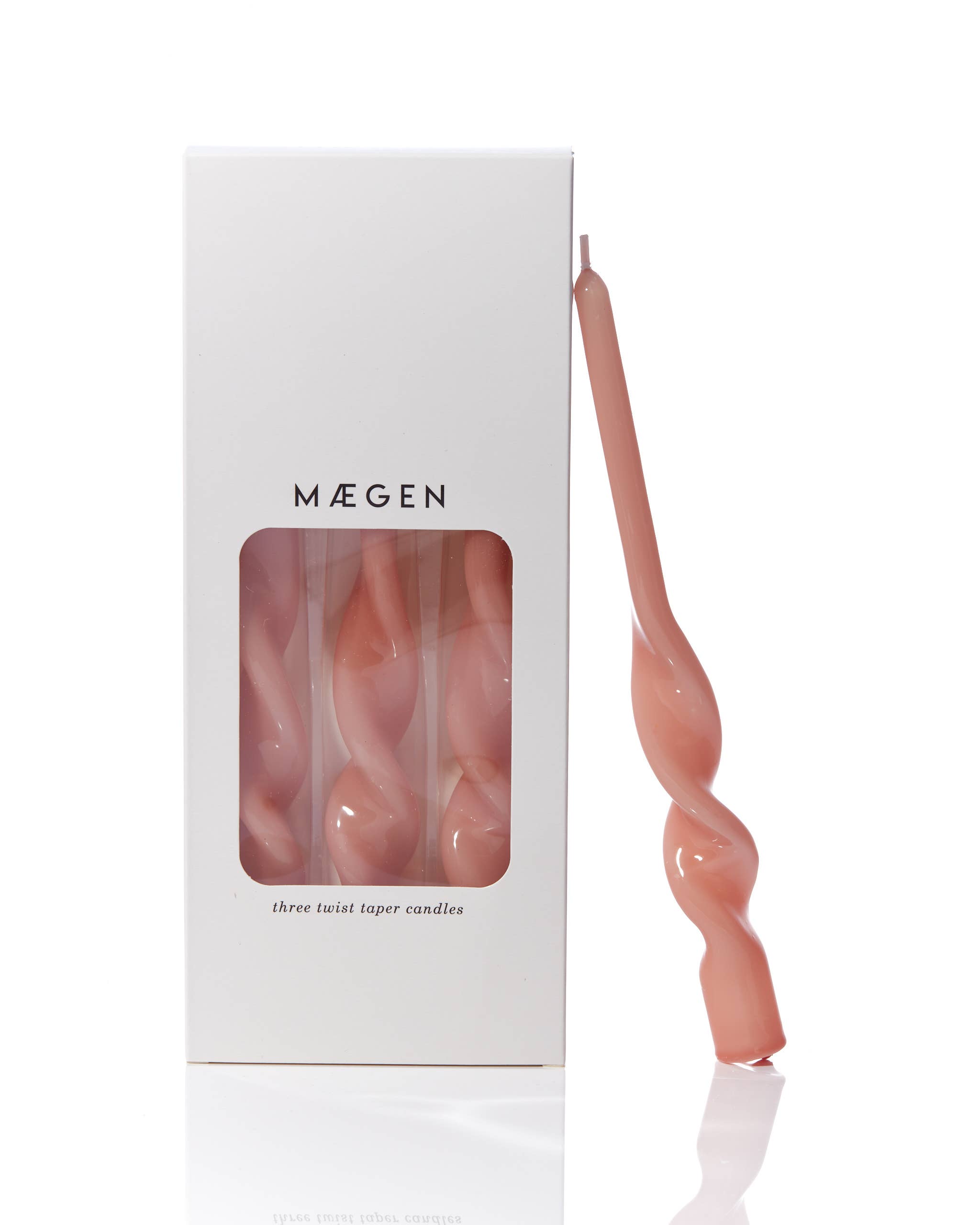 Set de 3 bougies torsadées, rose plâtre, MAEGEN