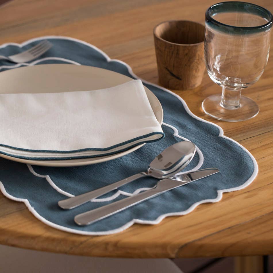 Lot de 2 sets de table en lin - bleu de Prusse