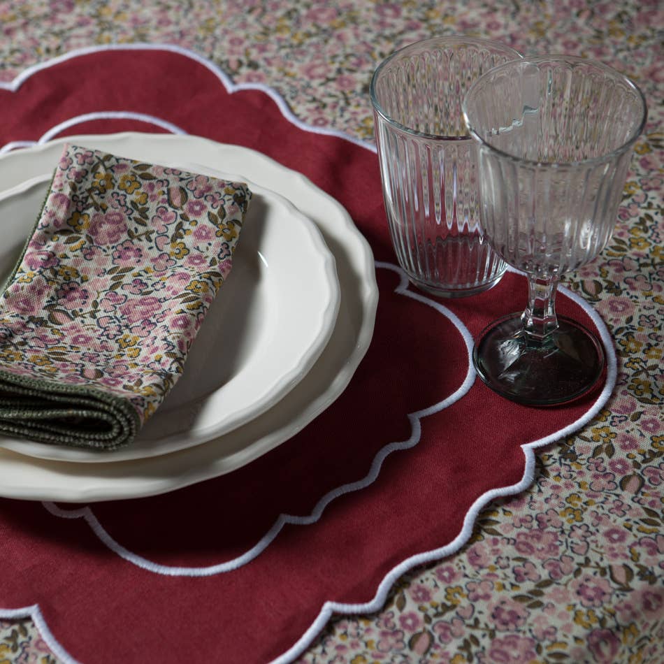 Lot de 2 sets de table en lin - bordeaux