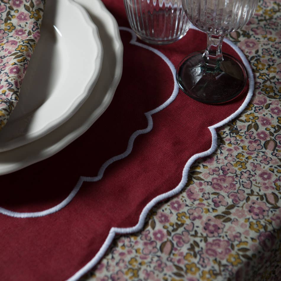 Lot de 2 sets de table en lin - bordeaux