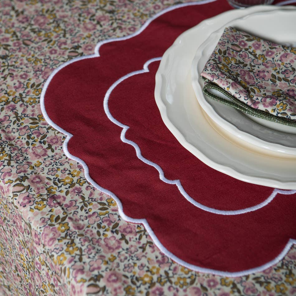 Lot de 2 sets de table en lin - bordeaux