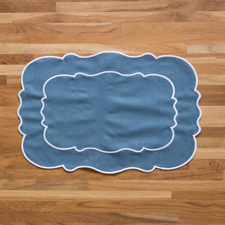 Lot de 2 sets de table en lin - bleu de Prusse