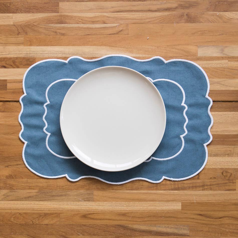 Lot de 2 sets de table en lin - bleu de Prusse