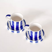 Set de 2 tasses espresso avec soucoupes – STRIPES mare blue