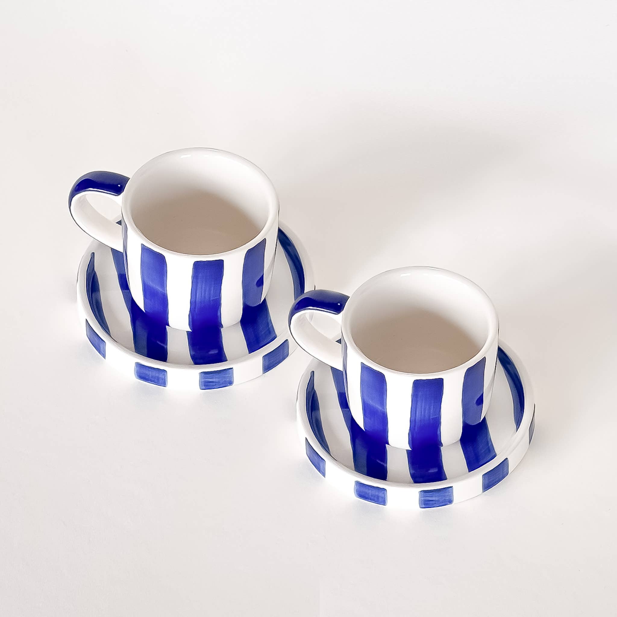 Set de 2 tasses espresso avec soucoupes – STRIPES mare blue
