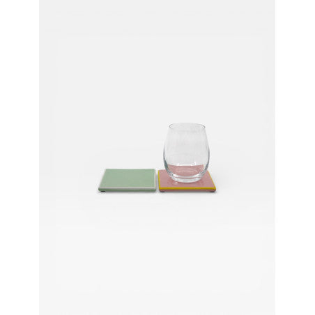 Set de 4 dessous de verre TILE - rose & jaune