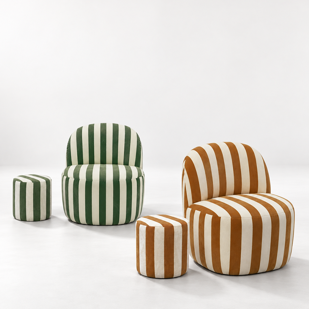 Tabouret LOULOU à rayures