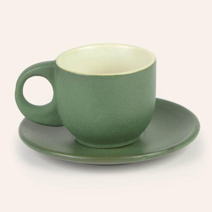 Set de 2 tasses à café et soucoupes - matcha vert