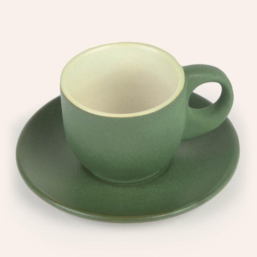 Set de 2 tasses à café et soucoupes - matcha vert