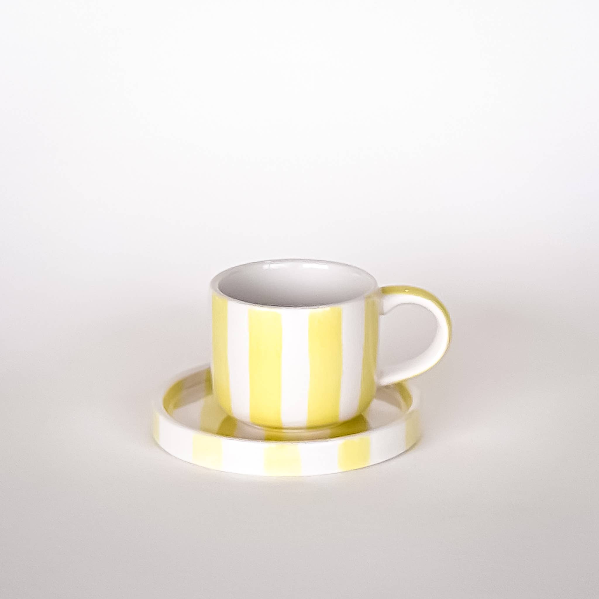 Set de 2 tasses espresso avec soucoupes – STRIPES jaune spiaggia