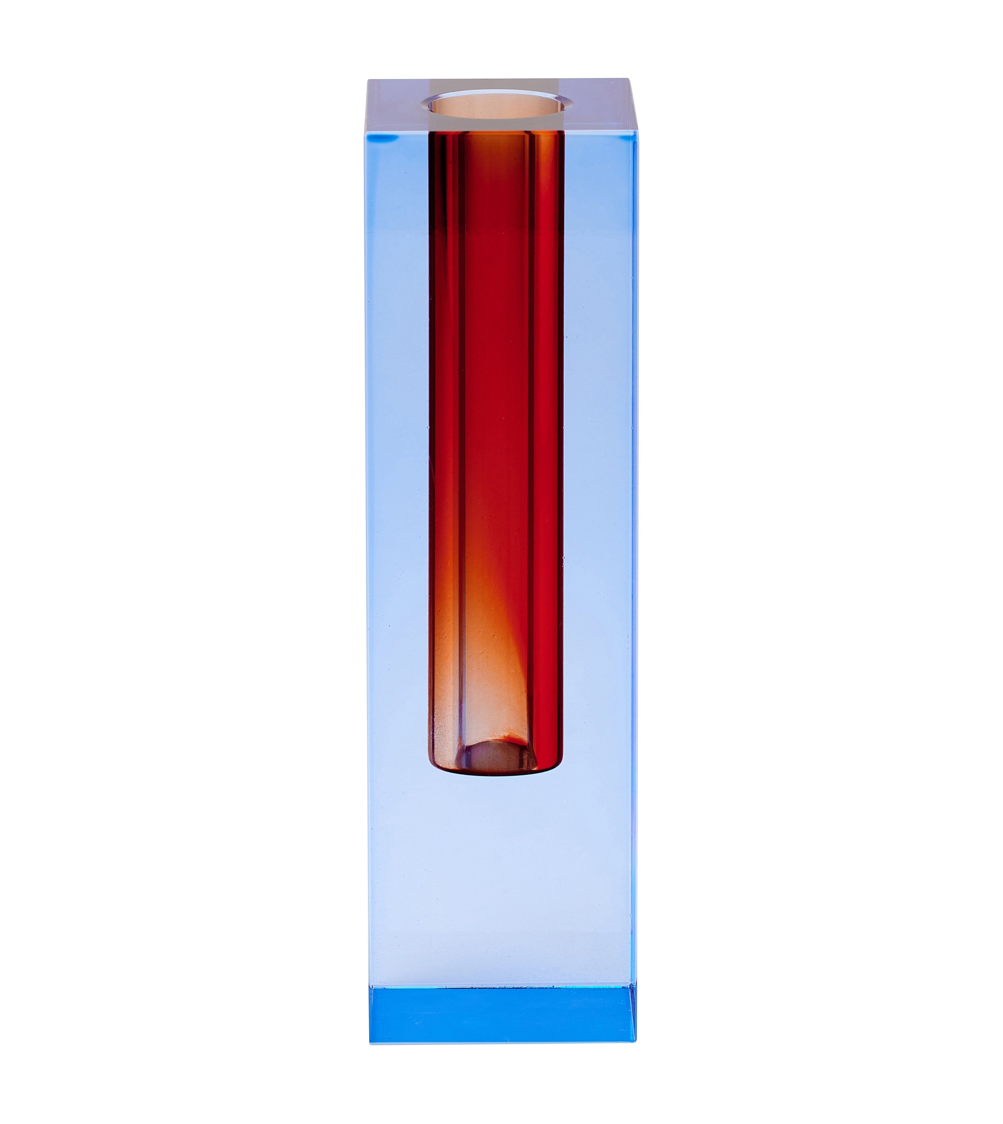 Bougeoir ou soliflore en cristal orange et bleu – Collection SARI