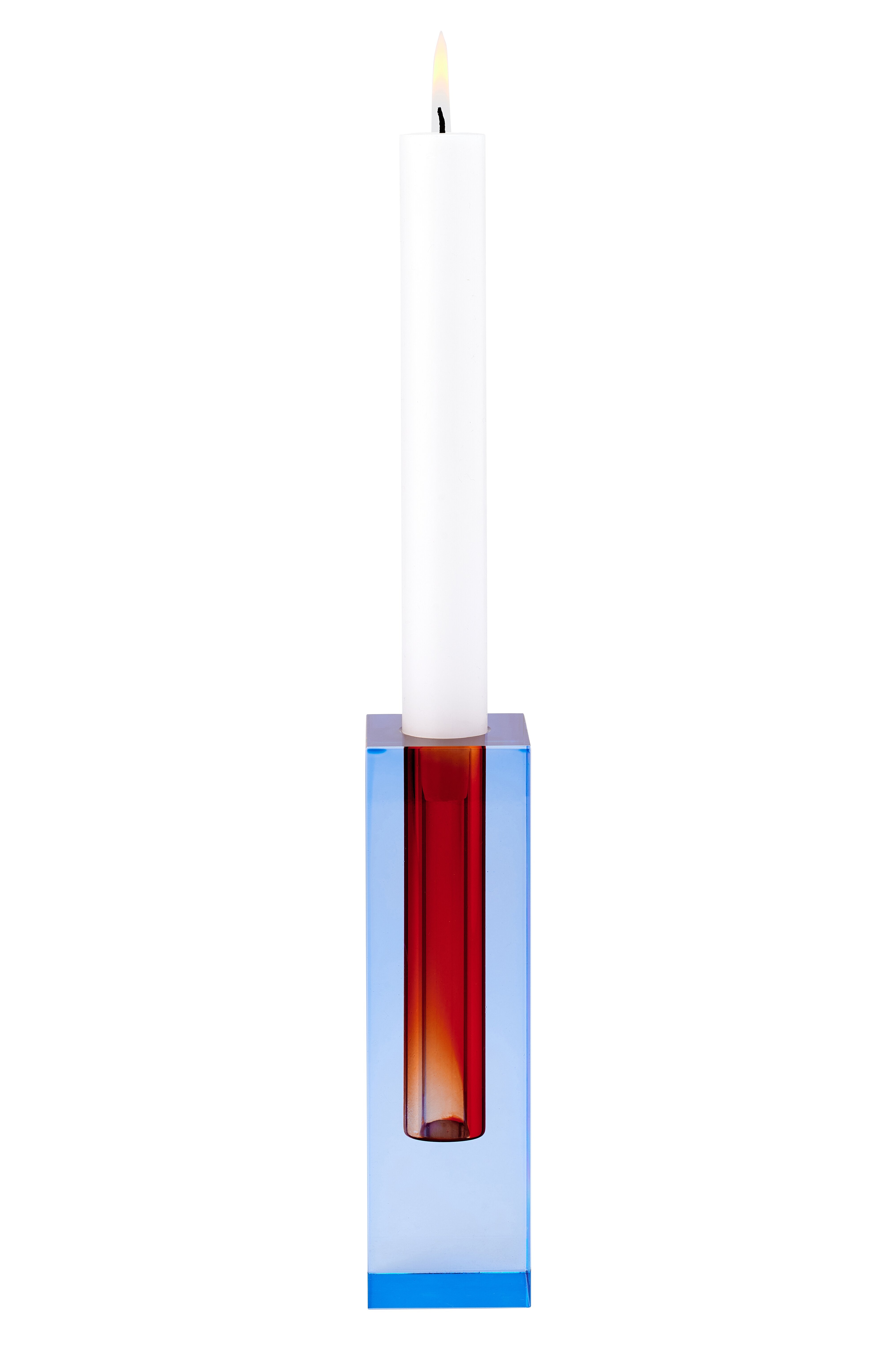 Bougeoir / Soliflore SARI en cristal - orange & bleu