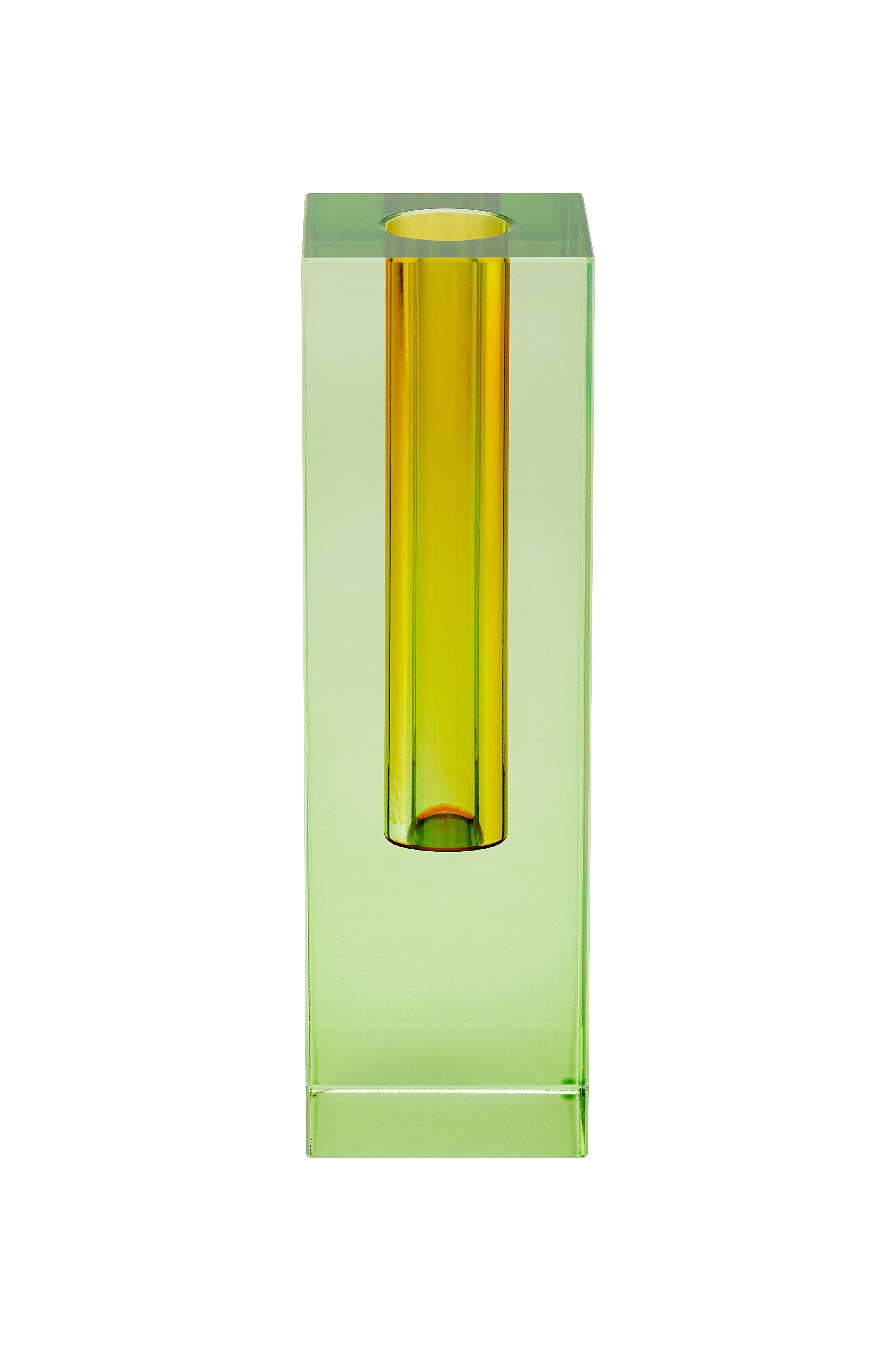 Bougeoir / Soliflore SARI en cristal - vert & jaune