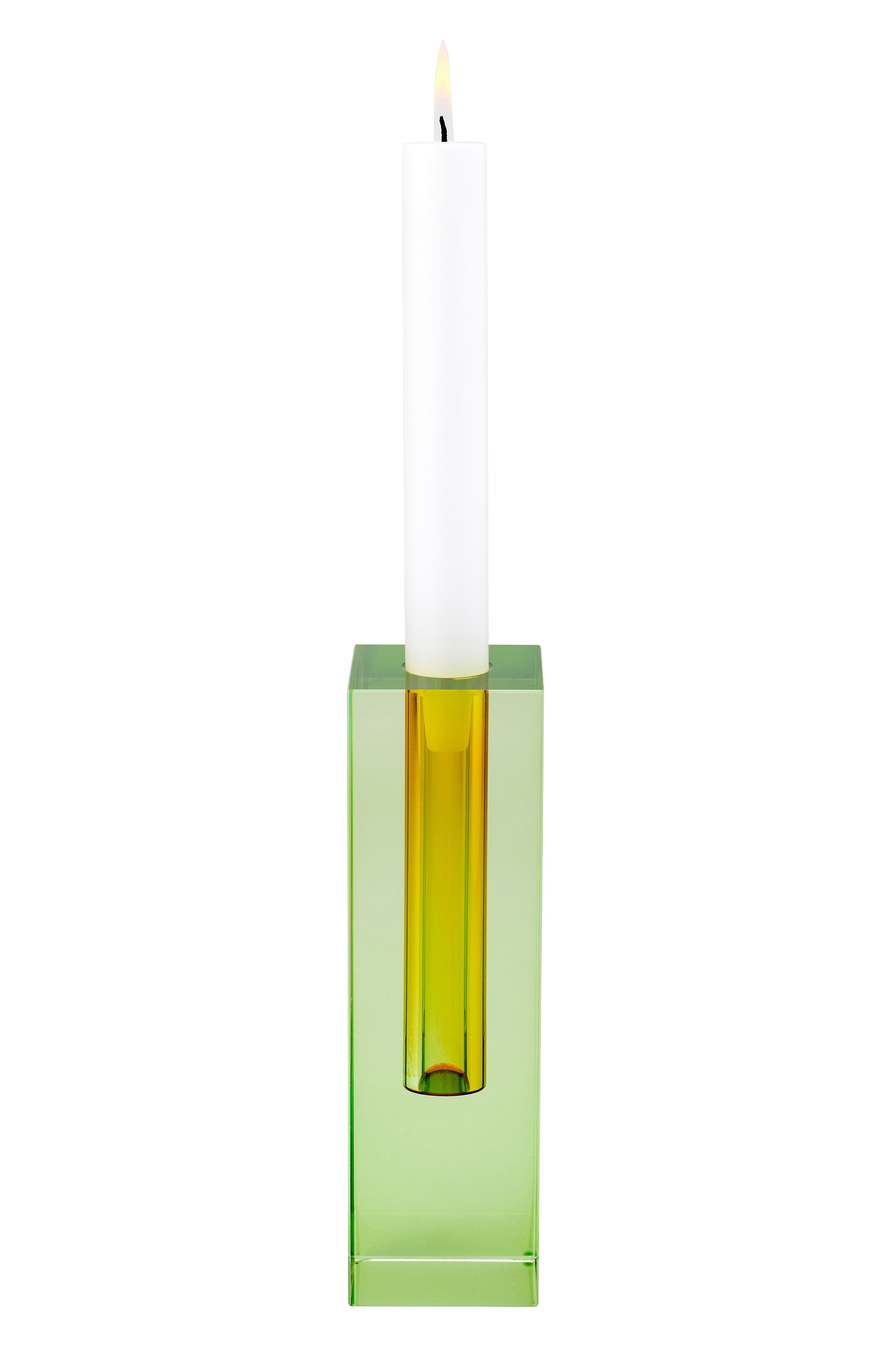Bougeoir / Soliflore SARI en cristal - vert & jaune