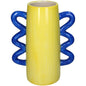 Vase jaune / anses bleues