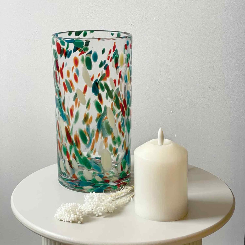 Vase multicolore en verre soufflé