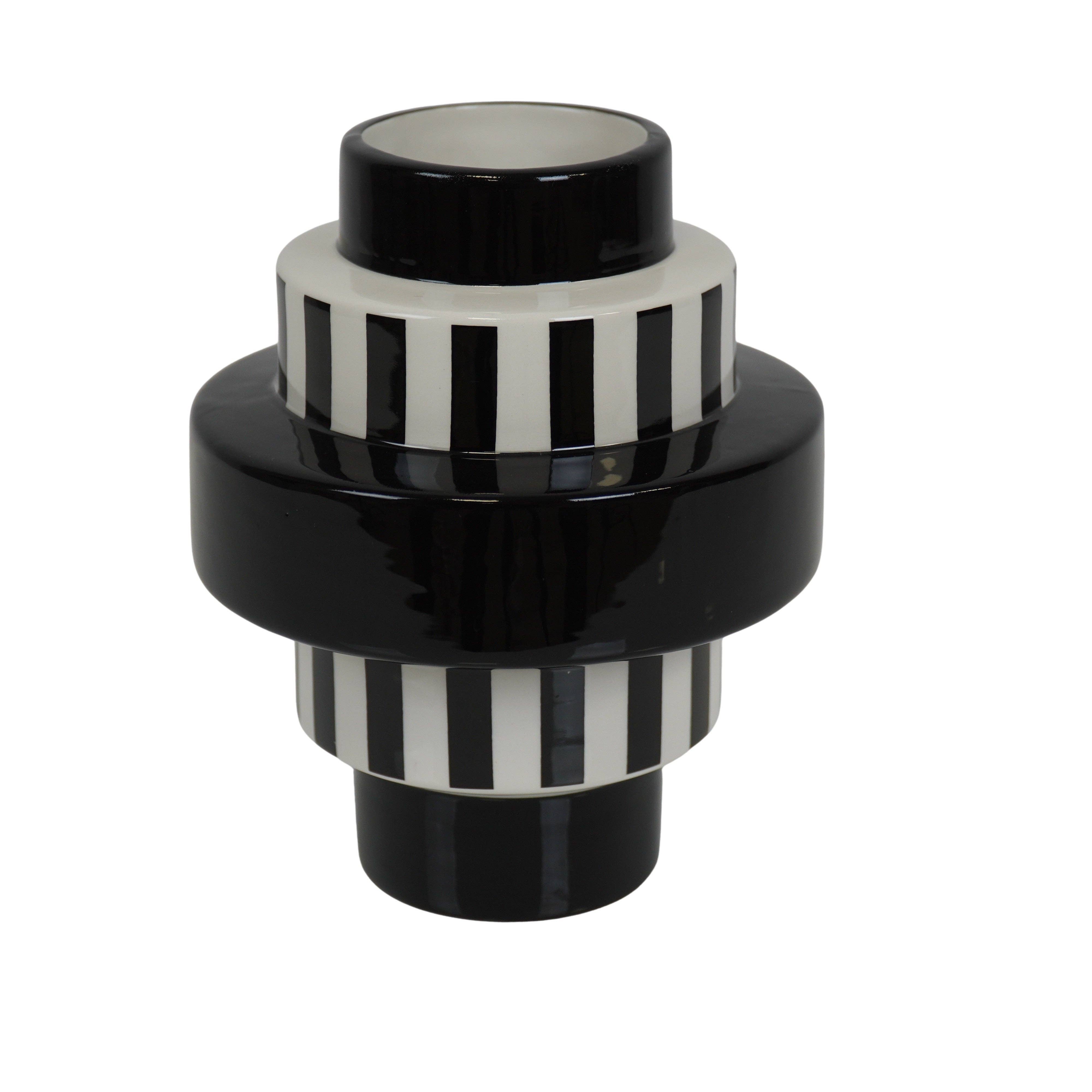 SECONDE CHANCE  / Vase à rayures - noir & blanc