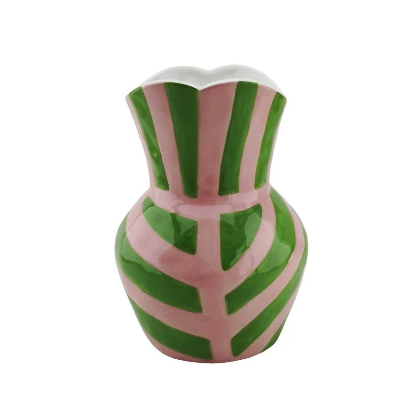 Vase à rayures vert / rose