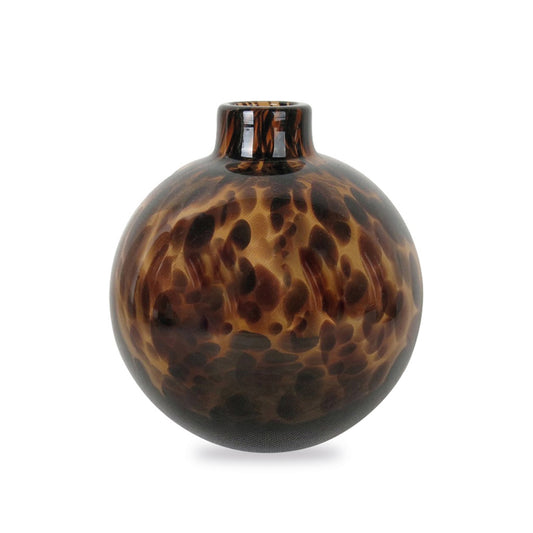 Petit vase rond en verre ambré, léopard, OPJET PARIS