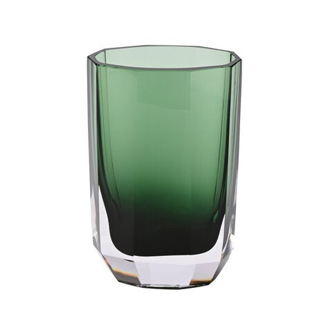 Vase en verre teinté vert foncé, forme facettée – modèle CASHMERE 20 cm