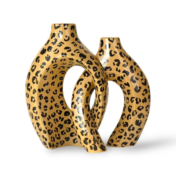 Duo de vases enlacés - PHILAE léopard