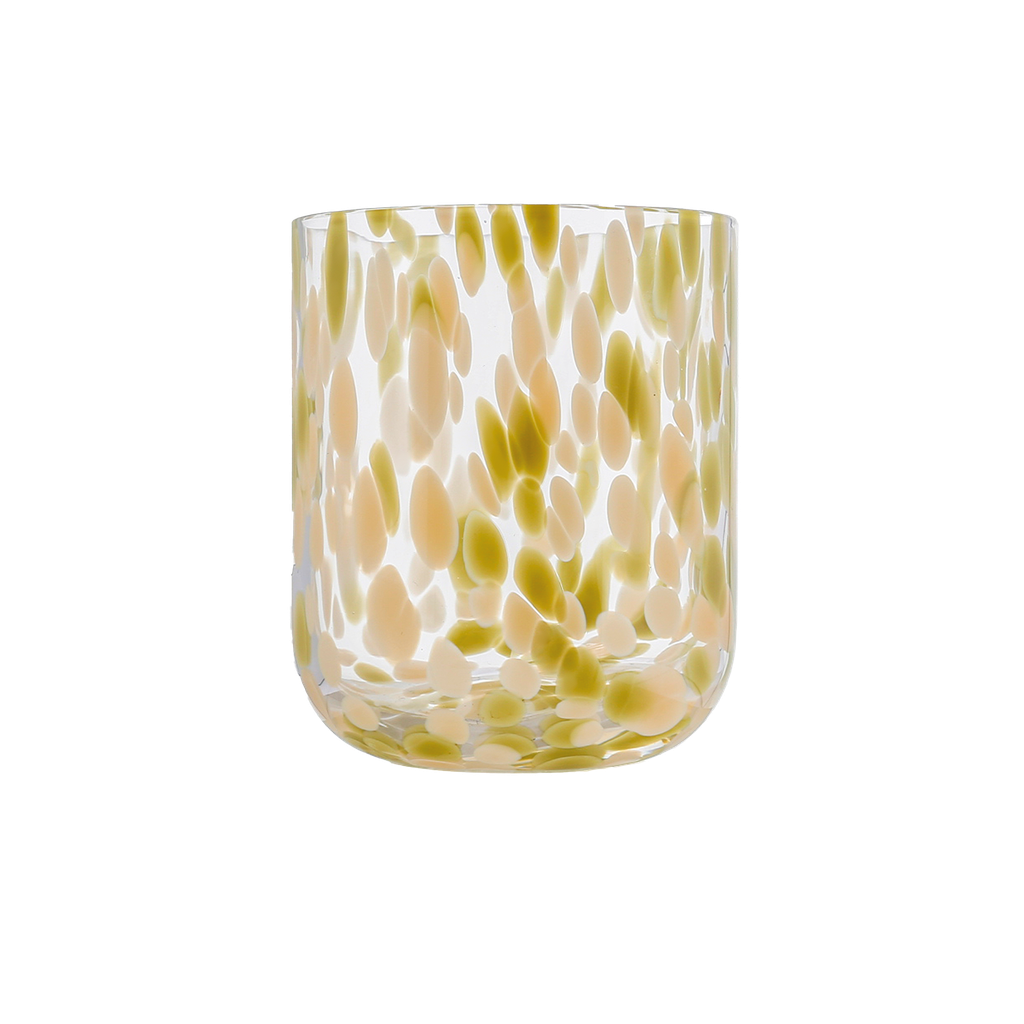 Verre en verre moucheté kaki et rose OPJET PARIS – vendu par lot de 2