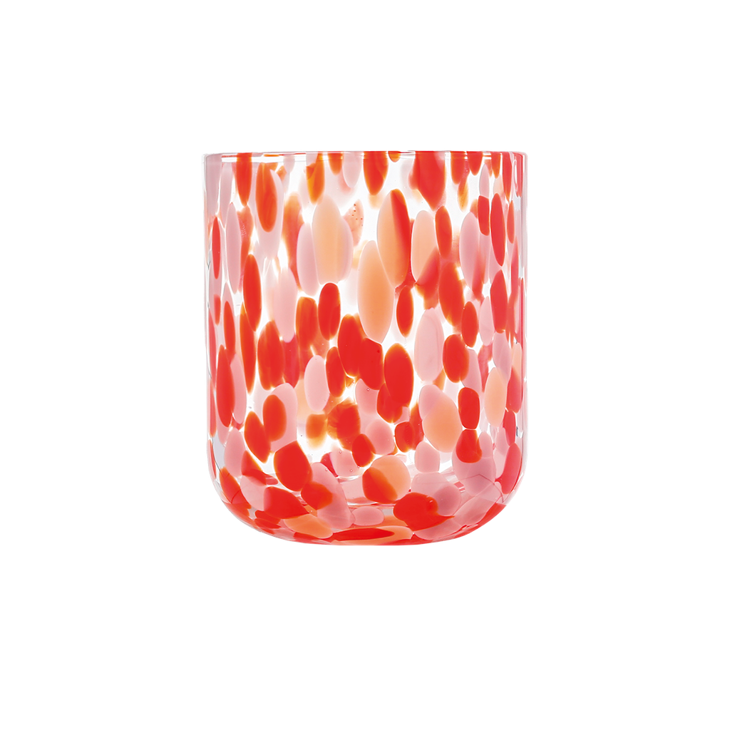 Verre en verre moucheté rouge et rose OPJET PARIS – vendu par lot de 2