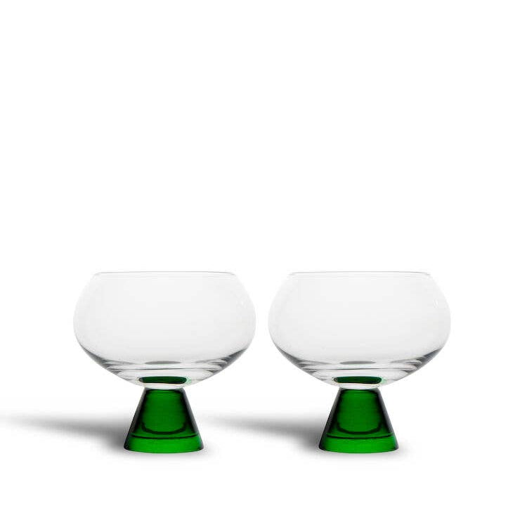 Verres Indy Sagaform AB – design scandinave en verre avec pied vert conique (lot de 2)