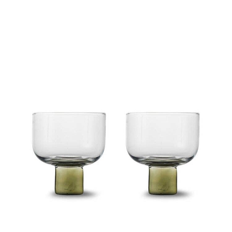 Verres VICTORIA - clair / olive - lot de 2