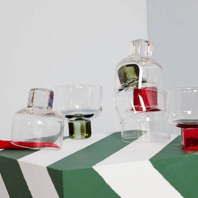 Verres VICTORIA - clair / olive - lot de 2